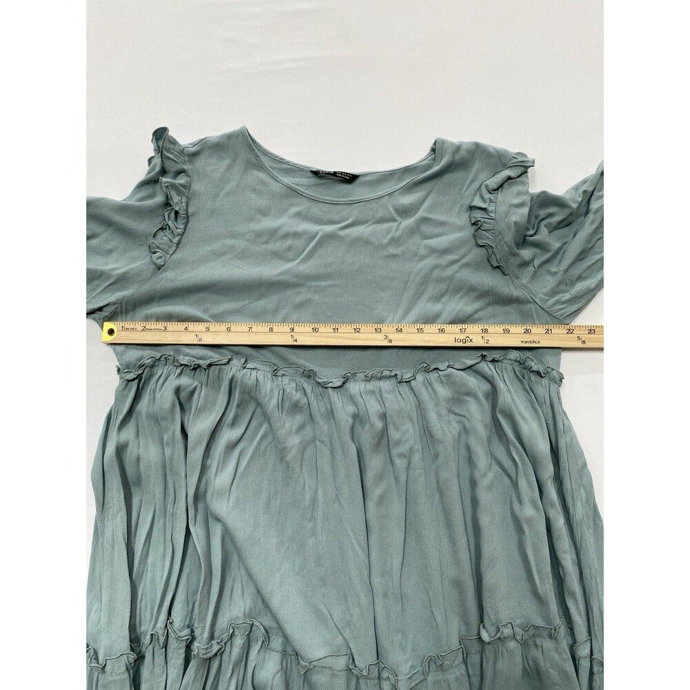 SHEIN XL Sage Green Tiered Ruffle Maxi Dress Cottagecore - Picture 3 of 6